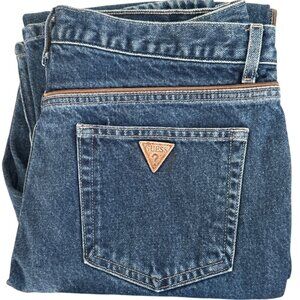 Vtg Guess USA Jeans Mens Size 34 x 33 Cotton w/ Leather Trim Piping